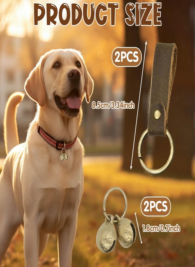 CYUXING 2Pcs Brass Dog Bells with 2pcs Leather Accessories for Dog Collars, Loud Ringing Sound for Pet Training To Go Outside, Pet Tracking Anti Lost Training Pendant for Cat Bells Collars, Keychains - Image 2